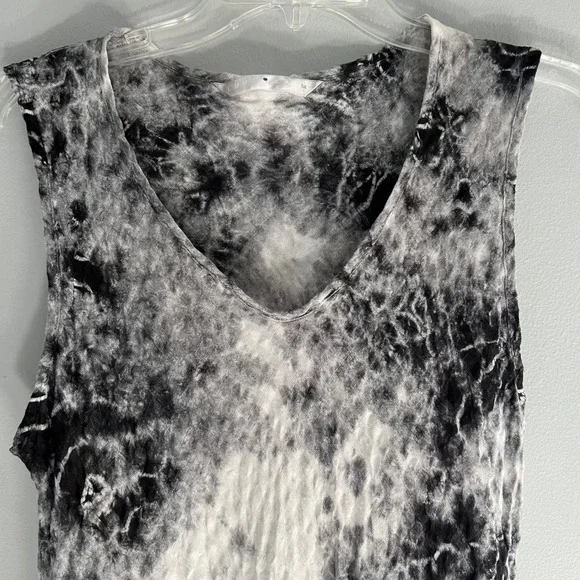 LUNA LUZ‎ Tie Dye Midi Dress Linen Blend V Neck Medium Crinkle Artsy Lagenlook - Picture 3 of 8